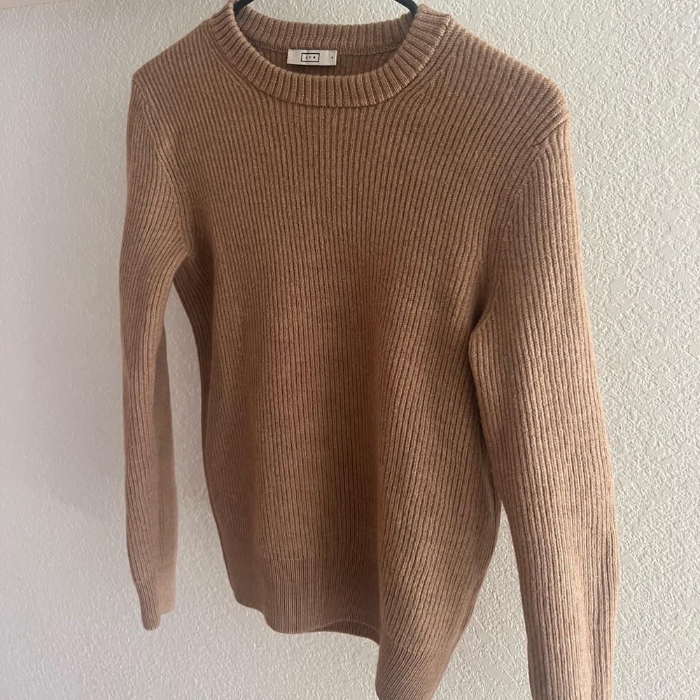AYR Ribbed Crewneck Sweater in Camel